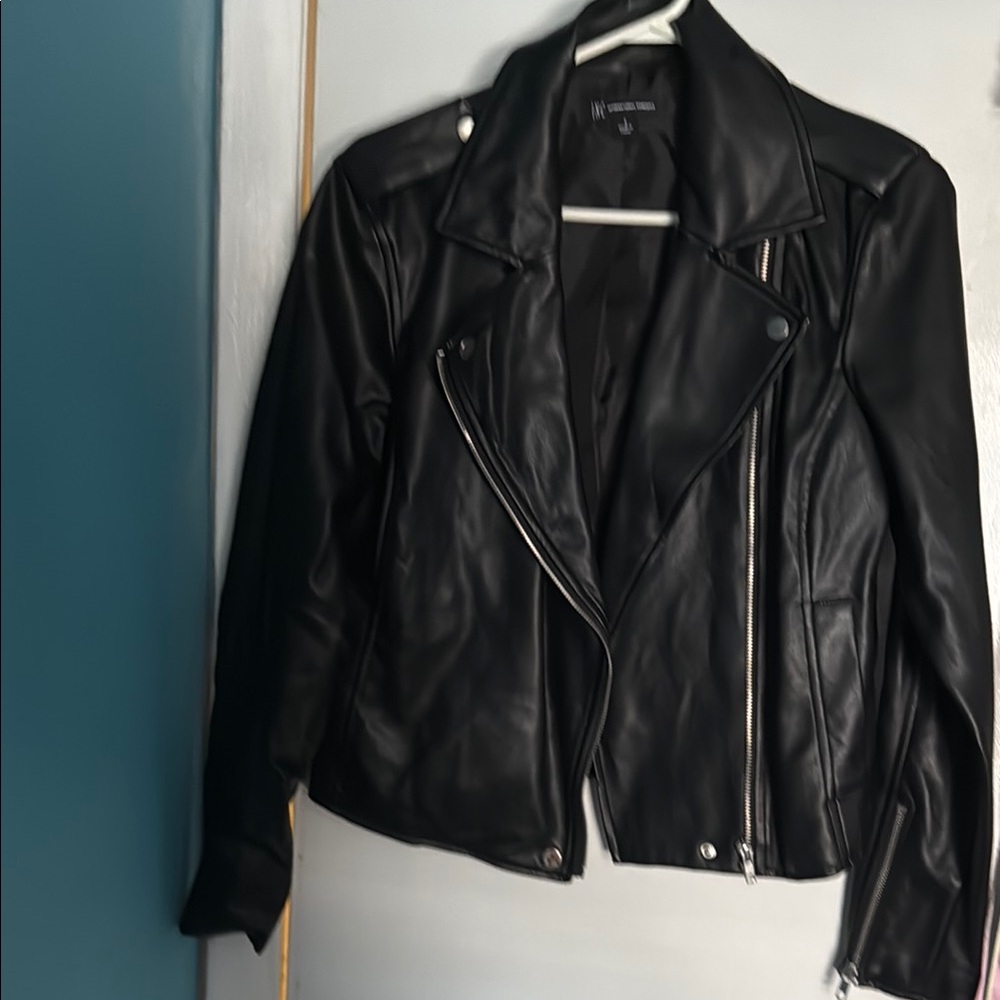INC Black Faux Leather Jacket